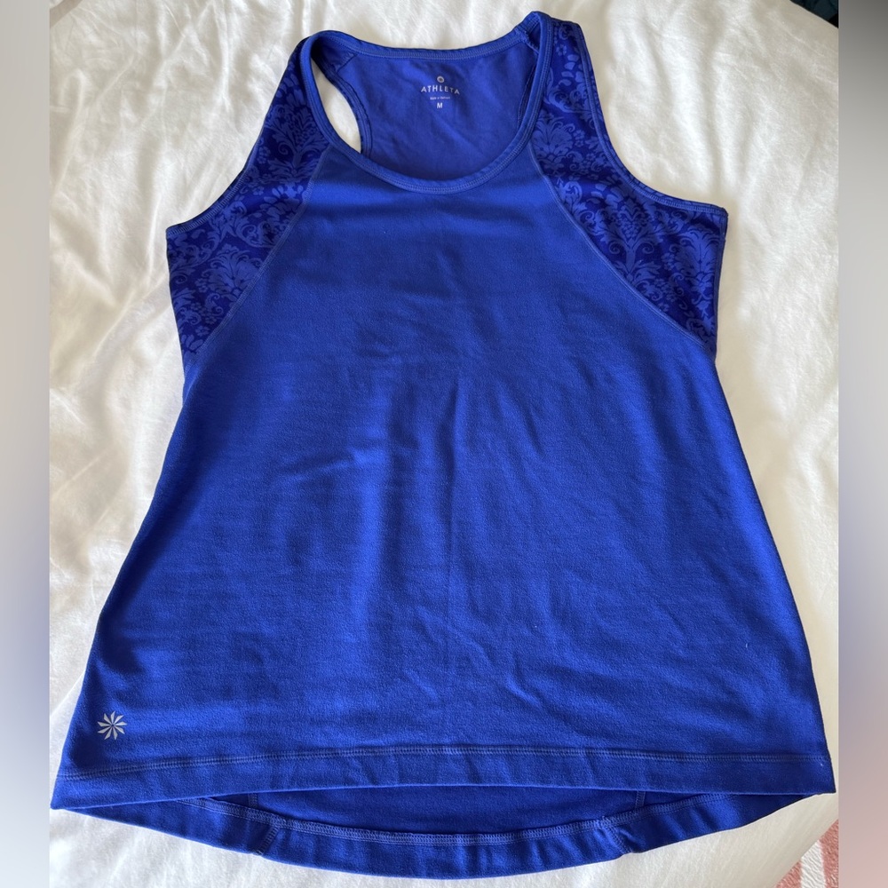 Athleta, racer back, tank top, in stunning royal blue with beautiful design.